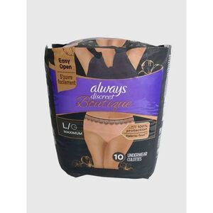 Always Discreet Boutique Size Large Maximum Incontinence Underwear 10 Count